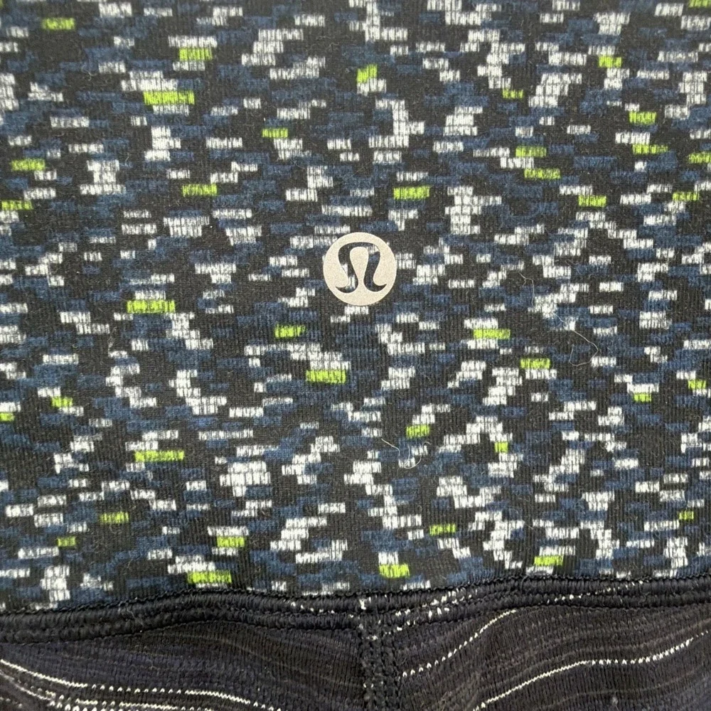 Lululemon Lulu Sz 4 Skinny Groove Pants Leggings Roll down Striped Navy Black